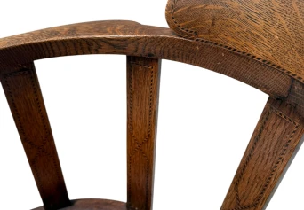 Art Deco Captain"s Chair or Armchair with Leather Seat, 1930s